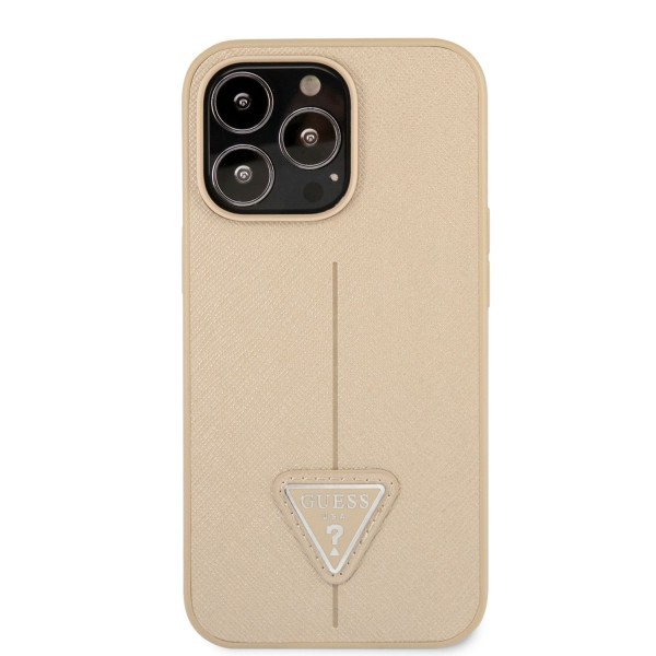 Guess PU Saffiano Triangle Case για το iPhone 13 Pro - Beige