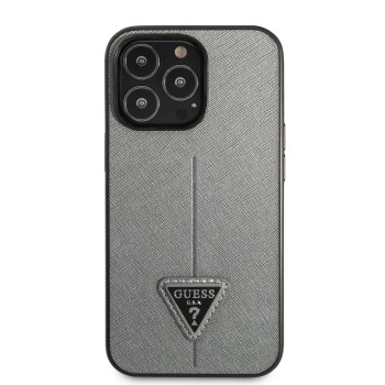 Guess PU Saffiano Triangle Case για το iPhone 13 Pro - Silver