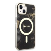 Θήκη Σιλικόνης Guess Marble IML MagSafe Compatible Case για iPhone 14 - Black / Gold