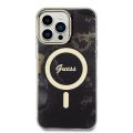 Θήκη Σιλικόνης Guess Marble IML MagSafe Compatible Case για iPhone 14 Pro - Black Gold