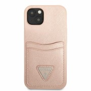 Θήκη Guess Saffiano Double Card για Apple iPhone 13 Mini  - Pink