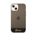 Θήκη Σιλικόνης Guess Liquid Glitter Palm Collection για iPhone 14 Plus / iPhone 15 Plus - Black/Διάφανο