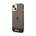 Θήκη Σιλικόνης Guess Liquid Glitter Palm Collection για iPhone 14 Plus / iPhone 15 Plus - Black/Διάφανο