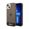 Θήκη Σιλικόνης Guess Liquid Glitter Palm Collection για iPhone 14 Plus / iPhone 15 Plus - Black/Διάφανο