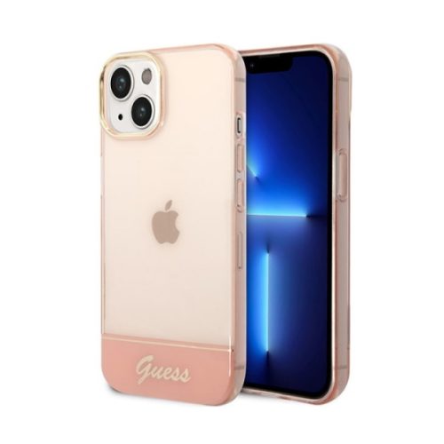 Θήκη Σιλικόνης Guess Liquid Glitter Palm Collection για iPhone 14 Plus / iPhone 15 Plus - Pink