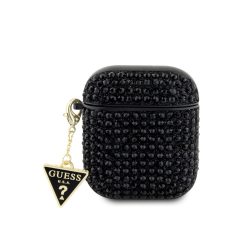 Θήκη Guess Rhinestones Triangle Metal Logo για Apple AirPods 1/2 - Black