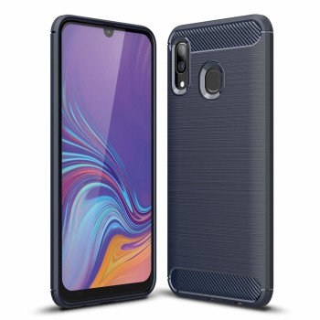  Θήκη Σιλικόνης Hurtel Brushed Carbon για Samsung Galaxy A30 - Blue
