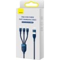 Baseus Flash Series II Braided USB to Type-C / micro USB / Lightning Cable 1.2m (CASS030103) - Blue