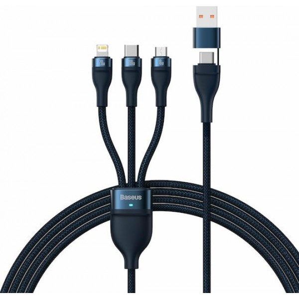 Baseus Flash Series II Braided USB to Type-C / micro USB / Lightning Cable 1.2m (CASS030103) - Blue