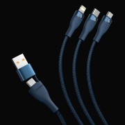 Baseus Flash Series II Braided USB to Type-C / micro USB / Lightning Cable 1.2m (CASS030103) - Blue