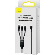 Baseus Flash Series II Braided USB to Lightning / Type-C / micro USB Cable Μαύρο 1.5m (CASS030201)