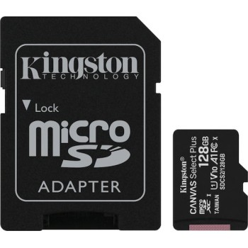 Kingston Canvas Select Plus microSDXC 128GB Class 10 U1 V10 A1 UHS-I with adapter
