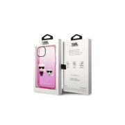 Θήκη Σιλικόνης Karl Lagerfeld Gradient Karl and Choupette για iPhone 14 - Pink