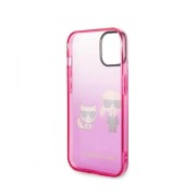 Θήκη Σιλικόνης Karl Lagerfeld Gradient Karl and Choupette για iPhone 14 - Pink