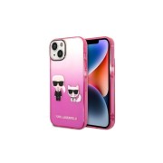 Θήκη Σιλικόνης Karl Lagerfeld Gradient Karl and Choupette για iPhone 14 - Pink