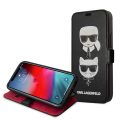 Θήκη Πορτοφόλι Karl Lagerfeld Saffiano K&C Heads για Apple iPhone 12 Mini  - Black