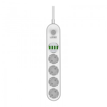 Πολύπριζο LDNIO SE3631 Auto ID με Θύρες USB και Διακόπτη 3.4A - White 