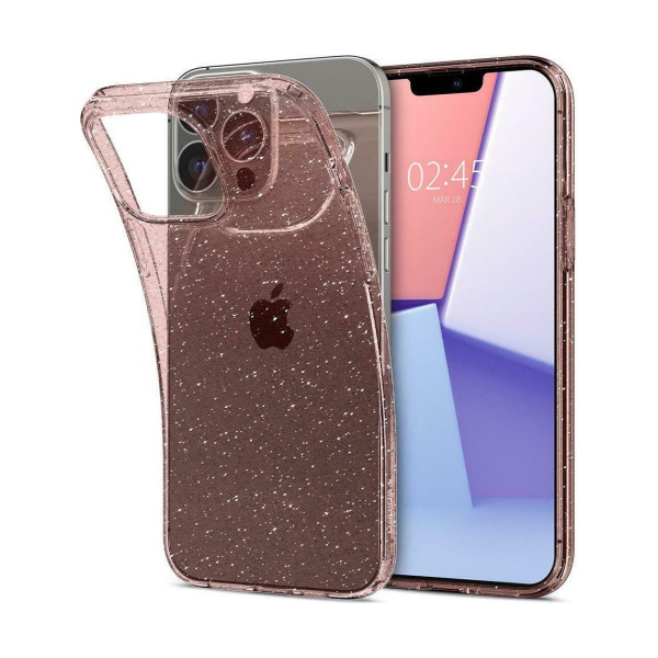 Θήκη Σιλικόνης Spigen Liquid Crystal Glitter για Apple iPhone 13 Pro Max - Pink 