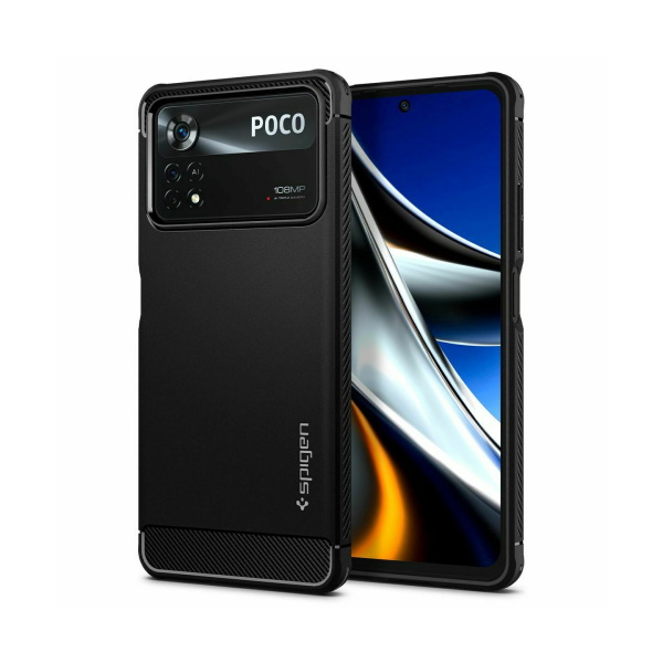 Θήκη Σιλικόνης Spigen Rugged Armor για Xiaomi Poco X4 Pro 5G - Black
