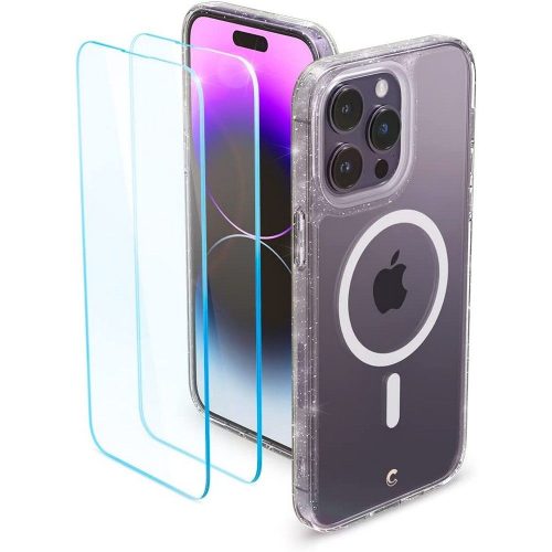 Θήκη Σιλικόνης & 2 Tempered Glass Spigen Cyrill Shine Mag MagSafe Apple iPhone 14 Pro Max - Glitter Clear