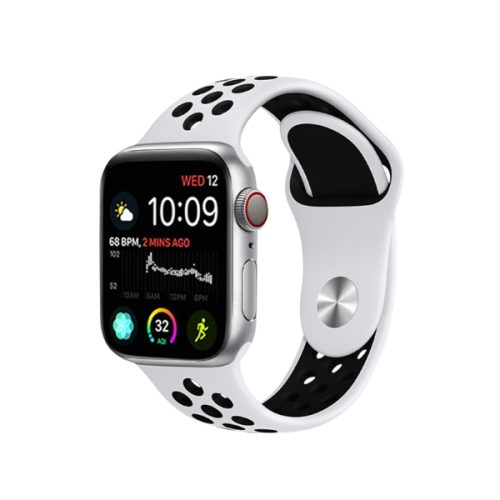 Λουράκι Σιλικόνης Stoband Hera Sport Band για Apple  Watch 38/40/41mm - Pure Platinum/Black
