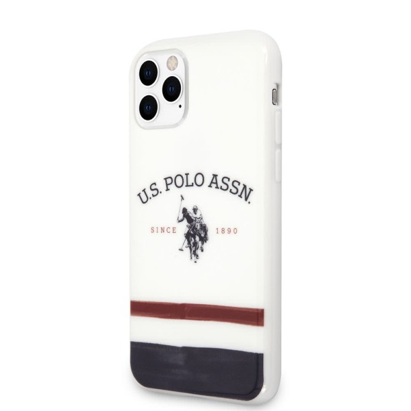 US Polo TPU Tricolor Blurred Θήκη για iPhone 11 Pro Max- White