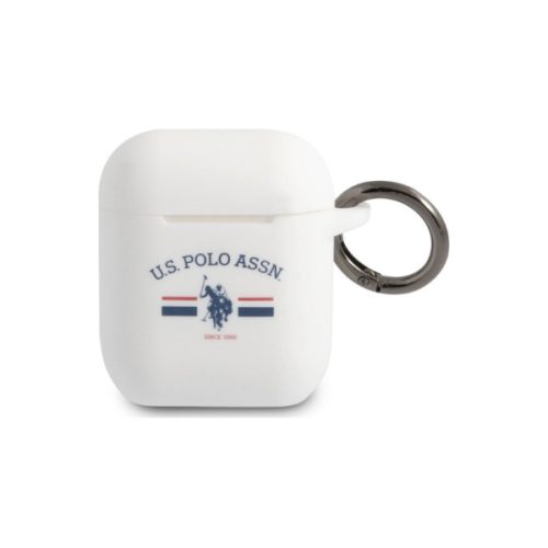 Θήκη Σιλικόνης U.S. POLO ASSN. Horses Flag για Apple AirPods 1/2 - White 