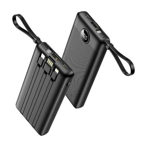 Power Bank Veger C10 10000 mAh 5V 2A με δύο USB LED Display & Ενσωματωμένα Καλώδια - Black