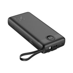 PowerBank Veger C20 20000mAh με 4 Ενσωματωμένα Καλώδια - Black 