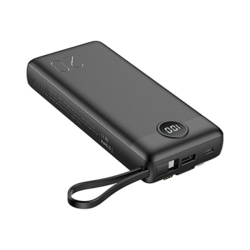 PowerBank Veger C20 20000mAh με 4 Ενσωματωμένα Καλώδια - Black 