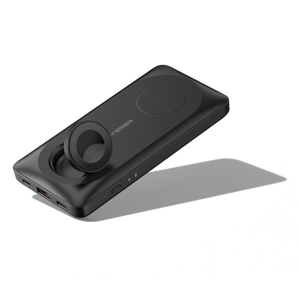 PowerBank Veger 10000mAh 22.5W με  Θύρα Υποδοχής USB-A και 1 Θύρα USB-C  - Black