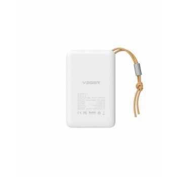 PowerBank Veger MagOn Wireless MagSafe Fast Charge 10000mAh 15W με Θύρα USB-A και Θύρα USB-C Power Delivery  - White
