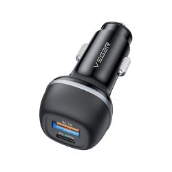 Φορτιστής Αυτοκινήτου Veger 51W με Fast Charging και Διπλη Υποδοχή - Black 