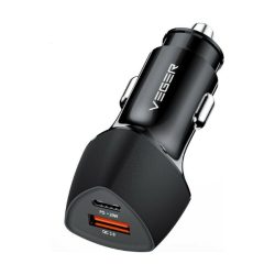 Φορτιστής Αυτοκινήτου Veger CC50-1A1C Fast Charge με Δυο Θύρες Υποδοχής 38W