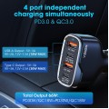 Φορτιστής Αυτοκινήτου Veger 66W με Fast Charging με 2 Θύρες USB και 2 Θύρες Type C  - Black