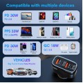 Φορτιστής Αυτοκινήτου Veger 66W με Fast Charging με 2 Θύρες USB και 2 Θύρες Type C  - Black