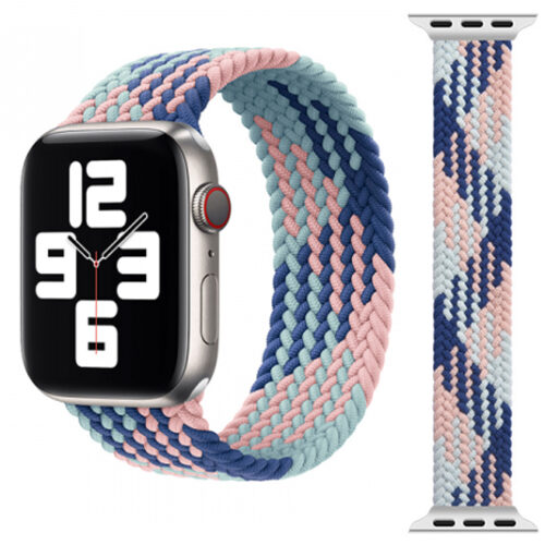 WiWU Λουράκι Braided Stretchy για Apple Watch 38/40/41mm (Size: M) - Blue Pink