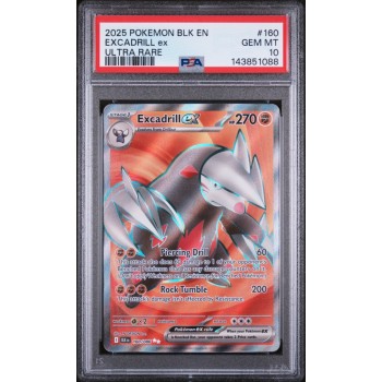 Excadrill ex - Black Bolt - English 2025 - #160/086 - PSA GEM MINT 10 - Pokemon Graded Card