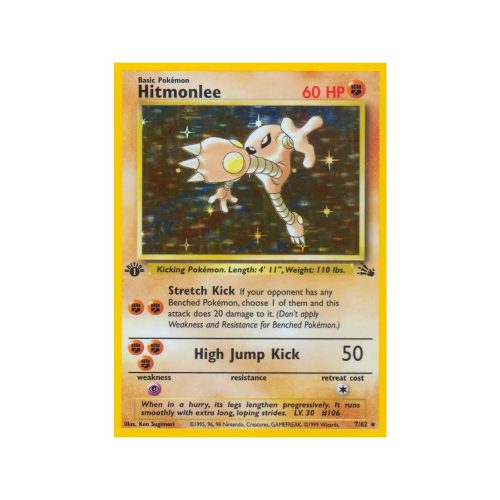 Hitmonlee (Fossil 7/62) (Holo Rare) English - Light Played