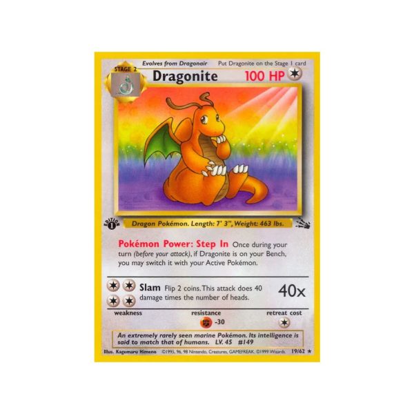 Dragonite (Fossil 19/62) (Rare) English - Light Played