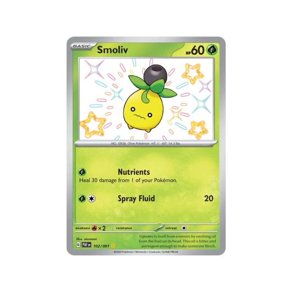 Smoliv (Paldean Fates 102/91) (Shiny Rare) English - Near Mint