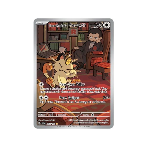 Team Rocket”s Meowth (Destined Rivals 203/182) (Illustration Rare) English - Near Mint