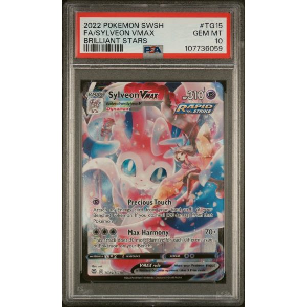 Sylveon VMAX - Brilliant Stars - English 2022 - #TG15 - PSA GEM MT 10 - Pokemon Graded Card