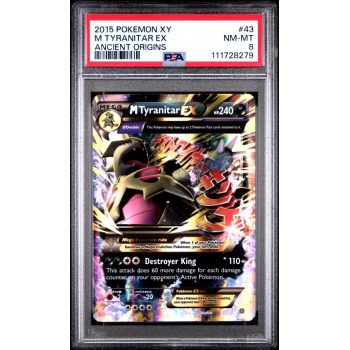 M Tyranitar EX - Xy Ancient Origins - English 2015 - #43 - PSA NM-MT 8 - Pokemon Graded Card