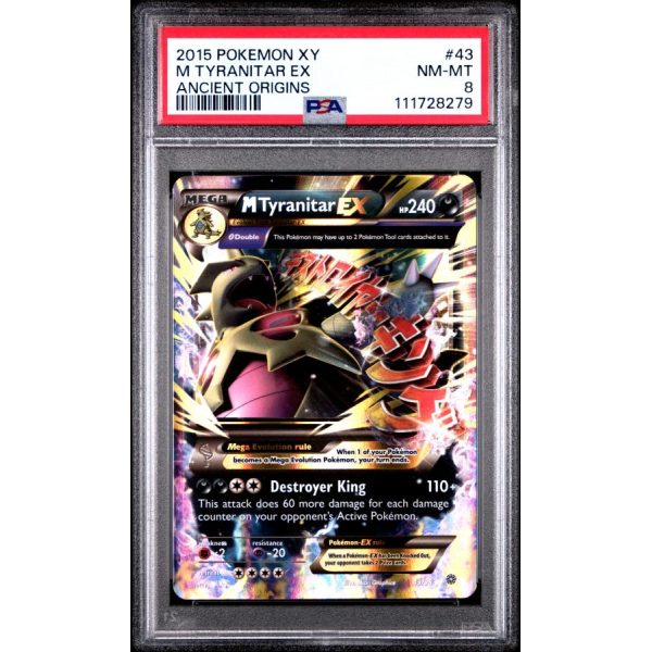 M Tyranitar EX - Xy Ancient Origins - English 2015 - #43 - PSA NM-MT 8 - Pokemon Graded Card