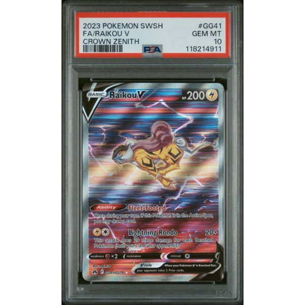 Raikou V - Crown Zenith - English 2023 - #GG41 - PSA GEM MT 10 - Pokemon Graded Card