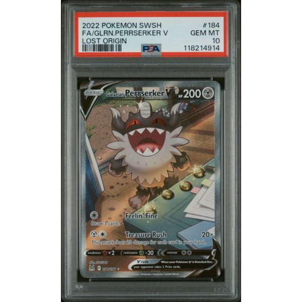 Glrn.perrserker V - Lost Origin - English 2022 - #184 - PSA GEM MT 10 - Pokemon Graded Card