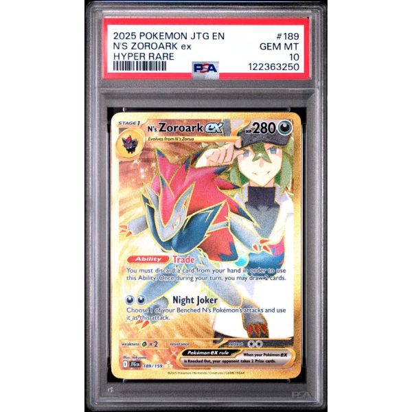 N's Zoroark EX - Journey Together - English 2025 - #189 - PSA GEM MT 10 - Pokemon Graded Card