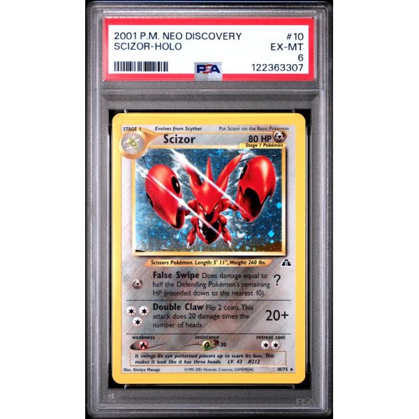 Scizor-Holo - Neo Discovery - English 2001 - #10 - PSA EX-MT 6 - Pokemon Graded Card