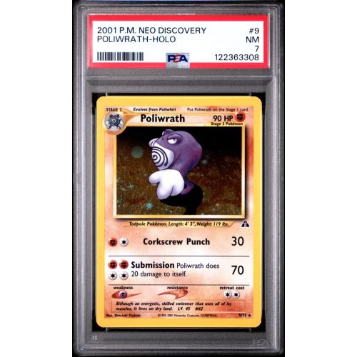Poliwrath-Holo - Neo Discovery - English 2001 - #9 - PSA NM 7 - Pokemon Graded Card